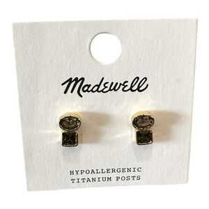 Madewell Double Stone Stud Earrings – Hypoallergenic Titanium Posts – NWT